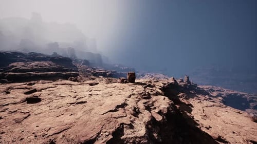 Large Rock Perched on Rocky Hillside