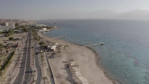 Red sea beach and Solomon's mountains Near eilat, Aerial