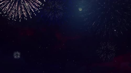 Real Fireworks on Black Background Loop Sky on Futuristic Fireworks Festival Show