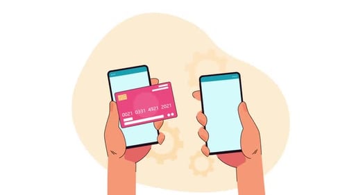 Mobile Phone Payment Transaction Animation with Flat Design