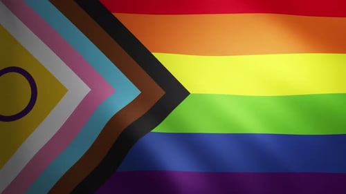 Waving Progress Pride Flag with Intersex Inclusive Design