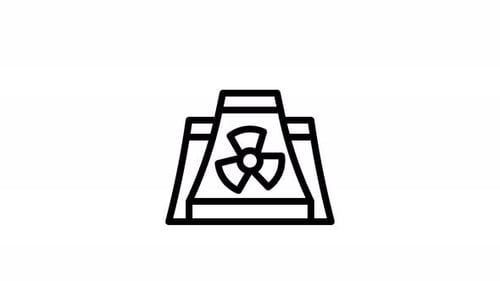 Animated Nuclear Power Plant Icon with Steam Emission