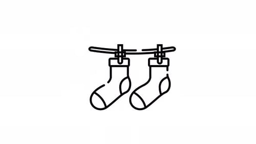 Liniensymbol für hängende Socken für Lufttrocknung und Wäsche-Animation