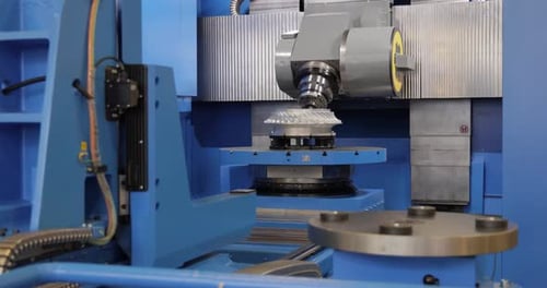 Metalworking CNC milling machine. Cutting metal modern processing technology.