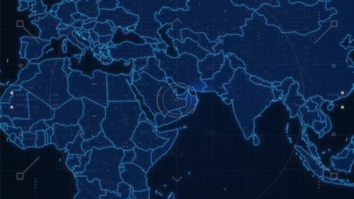 Digital World Map Global Data Pinpoint Animation