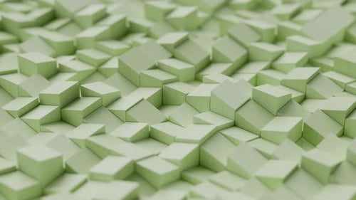 Motion Design 3D-Render abstrakte Hintergrundtapete, grüne Würfel, Mosaikoberfläche, Holzquadrate