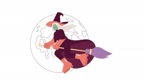 Scary Witch Halloween 2D Animation
