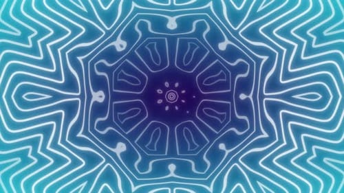 Abstract Blue Neon Kaleidoscope Flowing Pattern Loop