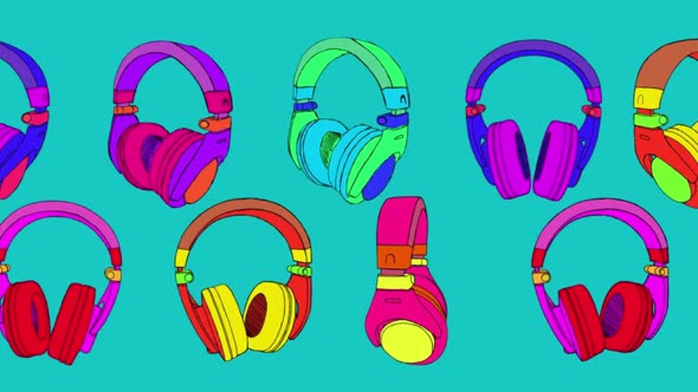 Colorful Hand-Drawn Headphones Loop Animation, Overlays Motion Graphics ...