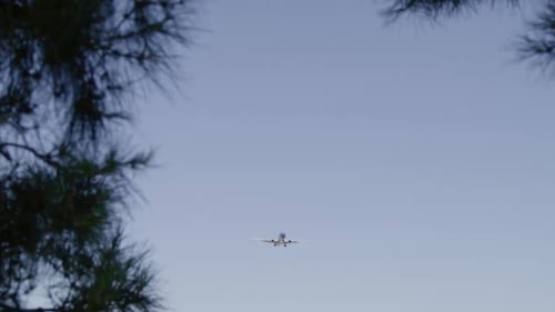 Commercial Aircraft Slowly Approaching Airport in the Clear Sky with Side Highwind