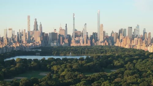 Aerial view of Central Park at sunrise