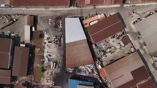 Rusty Roofs Poor Area Industrial Zone Waste Processing Facility Electronic Waste e-Waste, Illegal e-