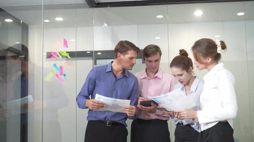 Collaborative Team Brainstorming in Modern Office