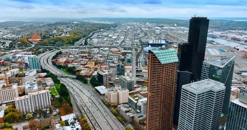 A few high-rise buildings at the foreground in Seattle, Washington, US.