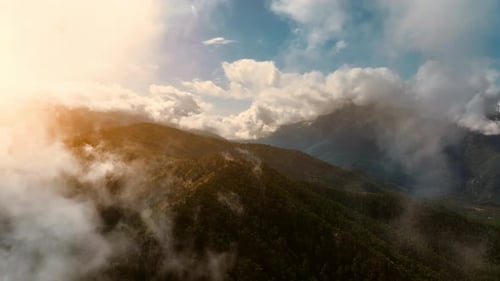 Mountain Range Sunrise Aerial View