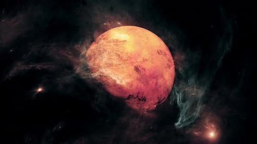 Cosmic Planet with Swirling Nebula Background