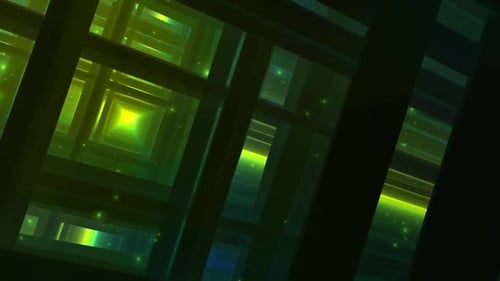 Fondo cinematográfico de movimiento de cuadrícula de túnel verde