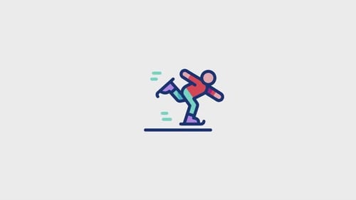 Animated Flat Design Ice Skater Figure for Sports Content