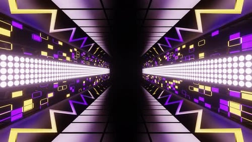 Purple And Yellow Neon Light Corridor Background Vj Loop In 4K