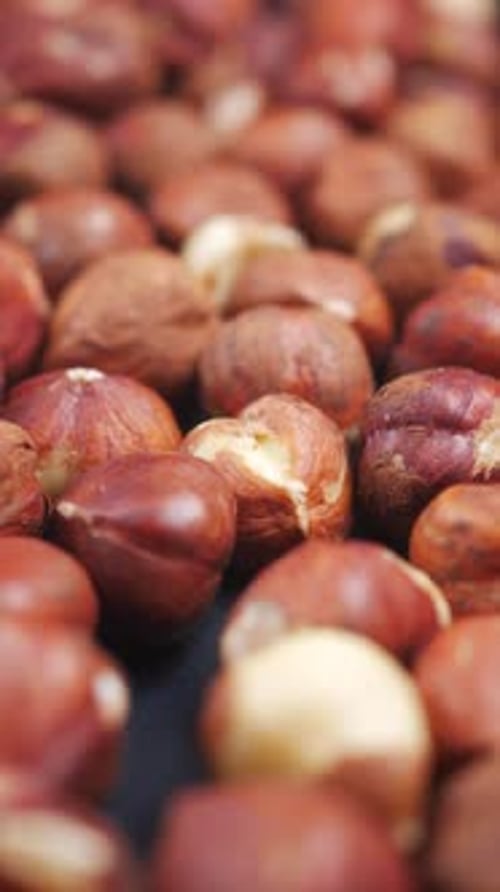 Shelled Hazelnuts Filling The Frame Close Up