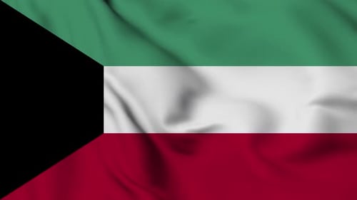 Animated Waving Flag of Kuwait with Realistic Fabric Motion