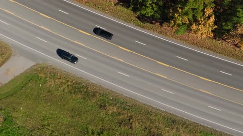 Aerial Overhead Tracking of Vehicles Traveling Along Rural Highway in Arkansas USA