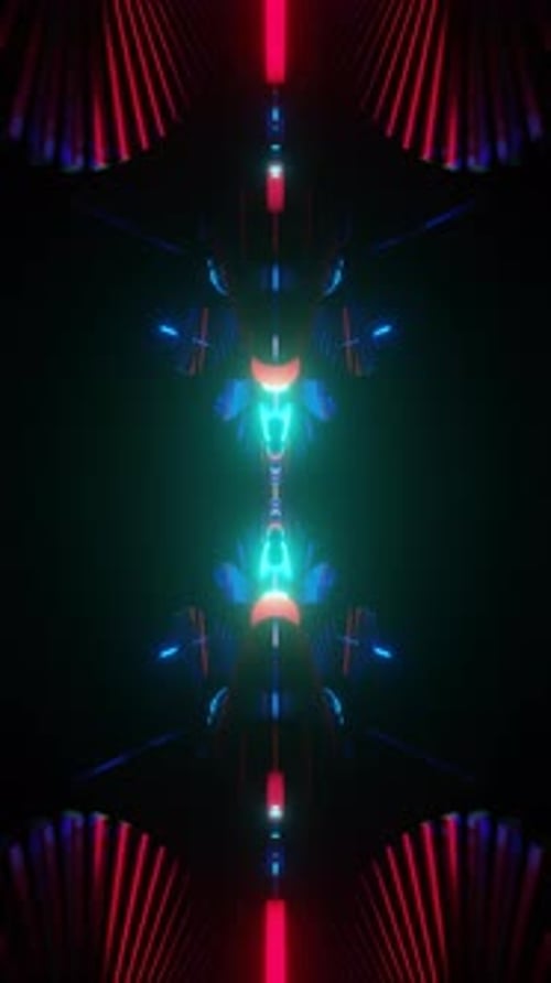 Vídeo vertical de um hipnotizante loop abstrato de VJ com efeitos de luz pulsantes