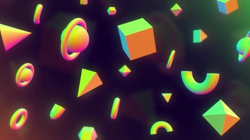Vibrant Abstract Geometric Shapes Floating 3D Background Animation