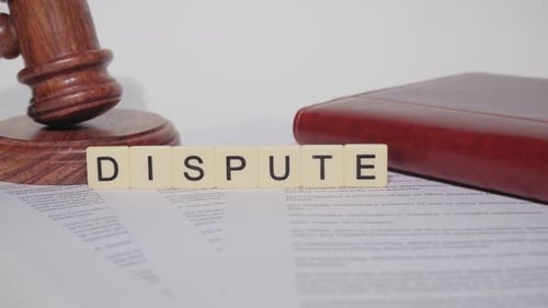 Gavel, Law Book, and the Word Dispute