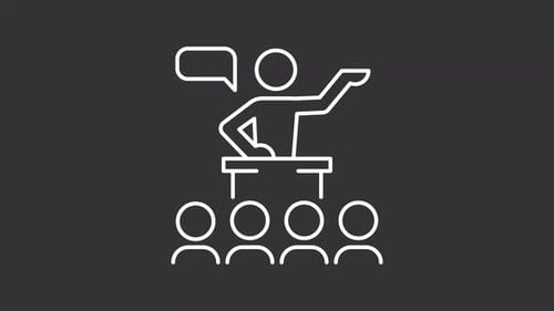 Minimalist Line Art Speaker and Audience Presentation Icon Animation