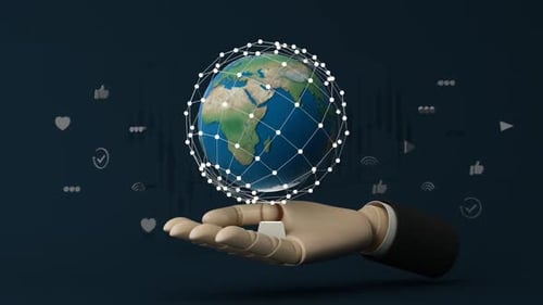Hand Holding a Connected Globe Symbolizing Global Connectivity