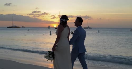 Tropical Beach Wedding Sunset Walk