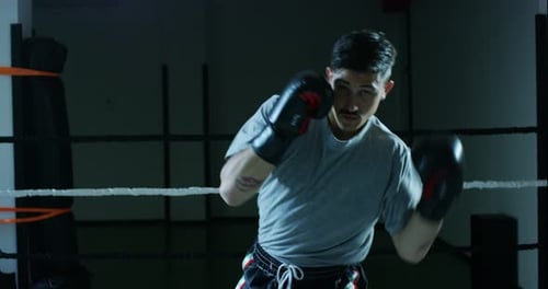 Man Boxing and Punching in Ring
