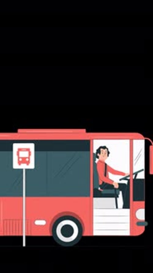 A Man Driving A Bus Vertical Alpha Channel