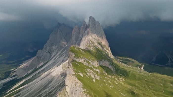 Seceda Mountain ridge from above in the dolemites of Italy, Holidays ...