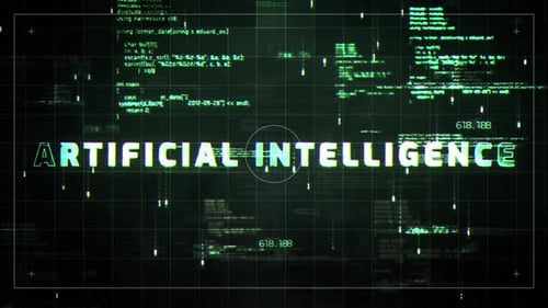 Futuristic Glitch Text Reveal for Artificial Intelligence