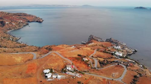 Aerial view of small town at the coast