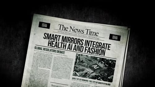 Retro Newspaper Displaying AI Technology Headlines
