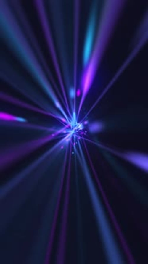 Vertikales Video — Hintergrund der Neonfaser-Datenlichtstrahlen und Partikeltechnologie