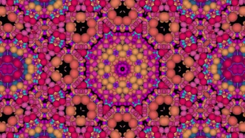 Animated Kaleidoscope Pattern of Colorful Spheres