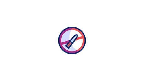 Animated No Knife Prohibition Flat Design Icon