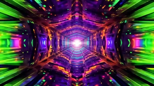 Futuristic Hexagonal Sci Fi Neon Tunnel Motion Loop