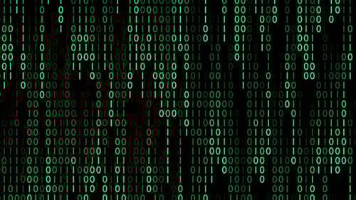 Code binaire. Des zéros et des uns à l'écran.