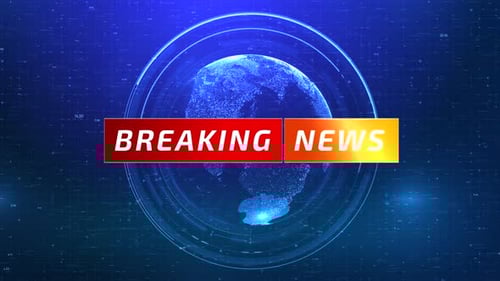 Breaking News Digital Earth Globe with World Map, Grid, Binary Code and Futuristic Background