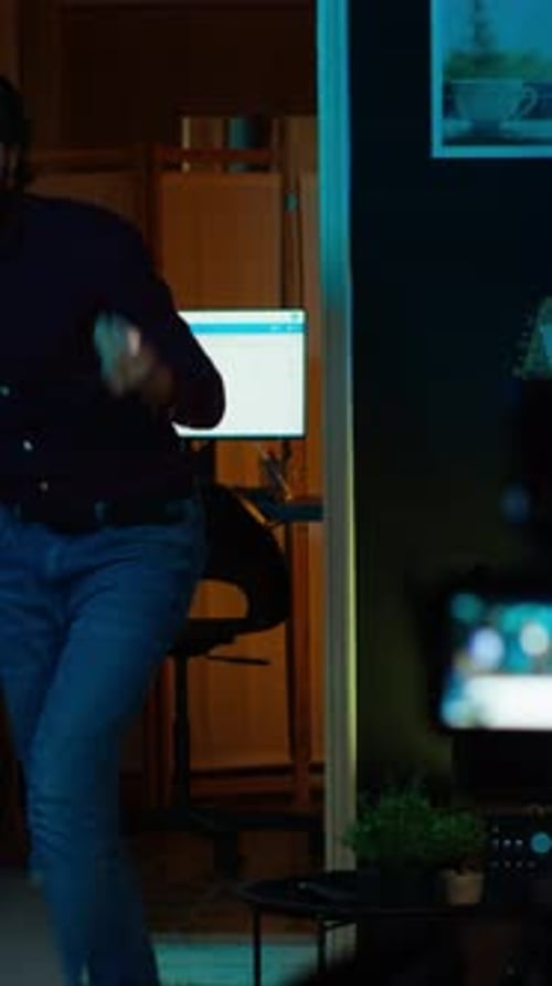 Vertical Video Content Creator Entering Home Studio Captivating Audience