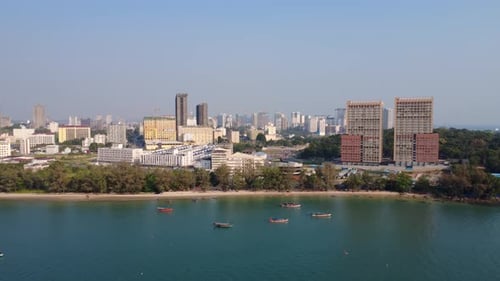 Stunning Aerial View of Sihanoukville's Beach and Urban Cityscape