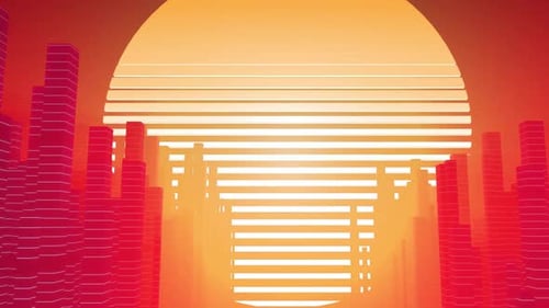 Retro Synthwave Cityscape Horizon Loop Background