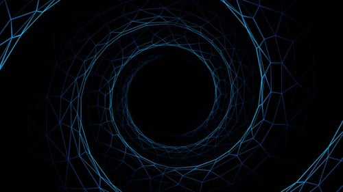 Abstract Blue Retro Grid Spiral Tunnel Illusion Animation Background