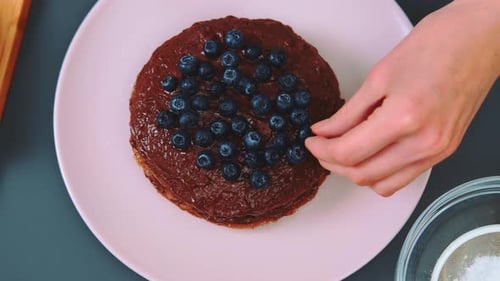 Stack of Pancakes Decorated with Blueberries