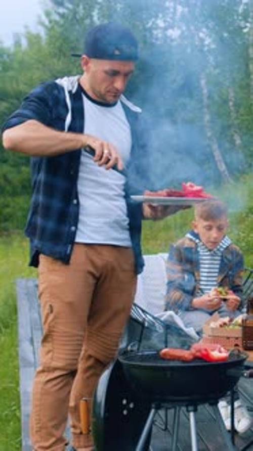Wonderful Family Moments Concept Where Goodlooking Happy Friendly Parents and Their Sons Having